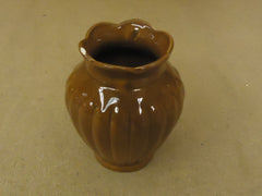 DWF Flower Vase 6in H x 5in W Brown Fluted Round Ceramic -- New