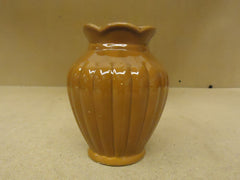 DWF Flower Vase 6in H x 5in W Brown Fluted Round Ceramic -- New