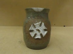 Designer Vase Decorative 8in H x 6in Diameter Green/Brown Ceramic -- Used