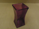 Designer Vase Curved Wide Mouth 9in H x 4in W x 4in D Purple Floral Glass -- New