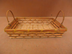 Standard Basket 15in W x 11in D x 6 1/2in H Natural Tone Handles Wood Wicker -- New