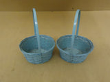 Designer Baskets 13in H x 8in W x 7in D Blue Lot of 2 Handle Wood Wicker -- New