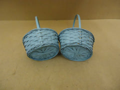 Designer Baskets 13in H x 8in W x 7in D Blue Lot of 2 Handle Wood Wicker -- New