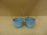 Designer Baskets 13in H x 8in W x 7in D Blue Lot of 2 Handle Wood Wicker -- New