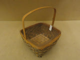 Designer Basket 13in H x 11in W x 11in D Woodtone Handle Plastic Liner Wicker -- New