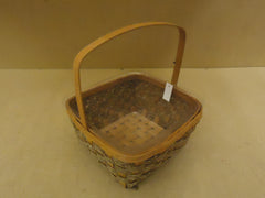 Designer Basket 13in H x 11in W x 11in D Woodtone Handle Plastic Liner Wicker -- New