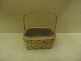 Designer Basket 13in H x 11in W x 11in D Woodtone Handle Plastic Liner Wicker -- New