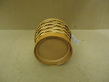 Designer Basket 7in Diameter x 5in H Woodtone Handle Plastic Liner Wicker -- New