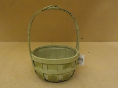 Designer Basket 10in H x 6in Diameter Green Handle Plastic Liner Wicker -- New