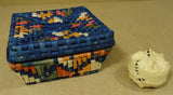 Handmade Colorful Woven Square Basket 8 1/2in x 8 1/2in x 4in Dried Grass  -- Used