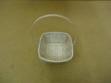 Designer Basket 11in H x 7in W x 7in D White Handle Wood Wicker -- New