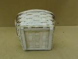 Designer Basket 11in H x 7in W x 7in D White Handle Wood Wicker -- New