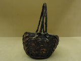 Designer Basket 12in H x 8in W x 7in D Dark Woodtone Handle Plastic Liner Wicker -- New