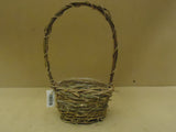 Handcrafted Basket 12in H x 7in Diameter Woodtone Round Handle Wood Twig -- New