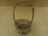 Handcrafted Basket 12in H x 7in Diameter Woodtone Round Handle Wood Twig -- New