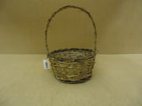 Handcrafted Basket 14in H x 9in Diameter Woodtone Handle Wicker -- New