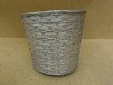 Handcrafted Basket 12in Diameter x 11in H Silver Wicker -- Used