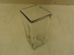 Designer Flower Vase 9in H x 4in W x 4in D Clear Modern Square Tapered Glass -- New