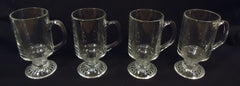 Set of 4 Clear Mugs 5 1/2in x 4in x 3in Glass -- Used