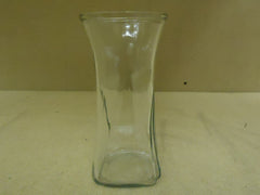 Designer Flower Vase 8 1/2in H x 4in D Clear Contemporary Round Curved Glass -- New