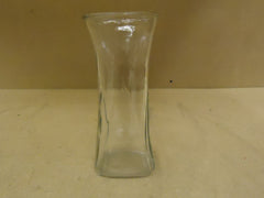 Designer Flower Vase 9 1/2in H x 4in D Clear Traditional Round Curved Glass -- New