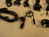 Standard USB Sync Charging Cables Black Lot Of 14 Assorted Ends -- Used