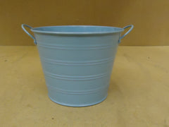 Designer Bucket Decorative 7in Diameter x 5 1/2in H Blue Country Metal -- New