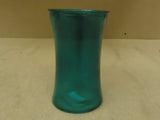 Designer Flower Vase Decorative 6 1/2in H x 3 1/2in D Green Modern Round Curved Glass -- New