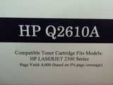 Compatible Toner Cartridge HP LaserJet 2300 Series Black OEM Quality HP Q2610A -- New