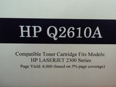 Compatible Toner Cartridge HP LaserJet 2300 Series Black OEM Quality HP Q2610A -- New