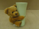 FTD Flower Vase With Bear 7in H x 3 1/4in D Green/Brown Modern Round Ceramic -- New