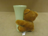 FTD Flower Vase With Bear 7in H x 3 1/4in D Green/Brown Modern Round Ceramic -- New