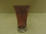 Designer Flower Vase 8in H x 5in D Plum Modern Round Curved Glass -- New