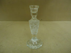 Designer Candle Holder 8in H x 3 1/4in D Clear Traditional Crystal Cut Glass -- Used