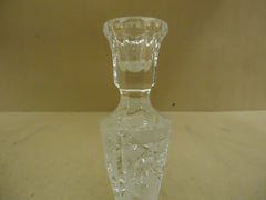 Designer Candle Holder 8in H x 3 1/4in D Clear Traditional Crystal Cut Glass -- Used