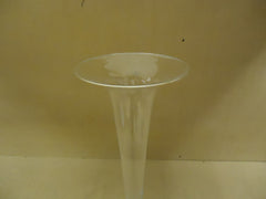 Designer Trumpet Vase 29in H x 12in Diameter Clear Modern Curved Glass -- New