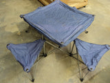 Northpole Fold Out Camping Table 4 Chairs 50in L x 50in W x 24in H Purple -- Used