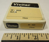 Vivitar UV-Haze Filter with Case Vintage 49mm Glass Metal   -- Used