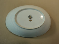 Noritake Andrea 5524 9-in Oval Vegetable White/Gray/Gold Leafs Stems China -- Used