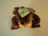 Standard Stuffed Pumpkin Bear 8-in Orange/Brown/Green Soft Polyester Fiber -- Used