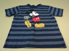 Disney Store Boys T-Shirt Mikey Mouse Cotton Polyester 4XS Blues Striped -- Used