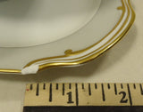 Noritake 5049 Vintage Gravy Boat w Saucer chipped 9 1/2in x 6in x 3in China Gold Rim -- Used