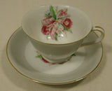 Noritake 5049 Vintage Tea Cup & Saucer 5 1/2in x 5 1/2in x 3in China Gold Rim -- Used