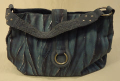 Charlie Lapson Purse Leather Female Adult Baguette Blue/Silver Brushstroke/Snakeskin 46-311-185 -- New