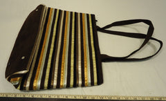 Elissa Bloom Purse Cotton Female Adult Tote Brown/Gold/Beige Stripes 10-17df -- New