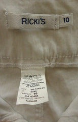 Rickis Capri Pants Rayon Female Adult 10 White Solid 012-13rr -- New No Tags