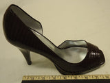JS Open Toe Heels Shoes Man Made Female Adult 8 1/2 B Brown Snake Skin 16-210js -- New No Tags