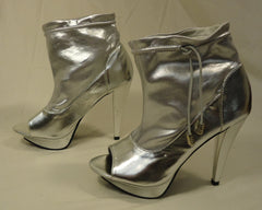 Bumper Open Toe Heels Shoes Man Made Female Adult 7.5 Silver Solid 17-211bm -- New No Tags