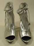 Bumper Open Toe Heels Shoes Man Made Female Adult 7.5 Silver Solid 17-211bm -- New No Tags
