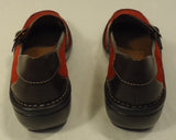 St. johns Bay Loafers Mules Leather Female Adult 7.5M Red/Brown Solid/Suede 112-30sj -- New No Tags